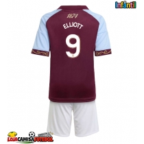 Camisa de Futebol Aston Villa Harvey Elliott #9 Equipamento Principal Infantil 2025-26 Manga Curta (+ Calças curtas)